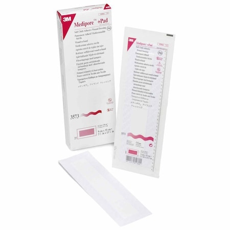 3M Medipore Adhesive Dressing 3-1/2 X 13-3/4 Inch Soft Cloth Rectangle White Sterile, 100PK 3573